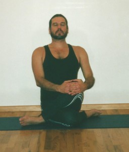 Sitting in Virasana (the hero's posture) 